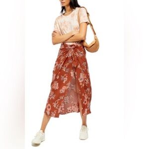 NWOT Free People Sunday Sarong Floral Midi Skirt